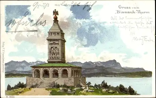 Litho Starnberg in Oberbayern, Bismarck-Turm