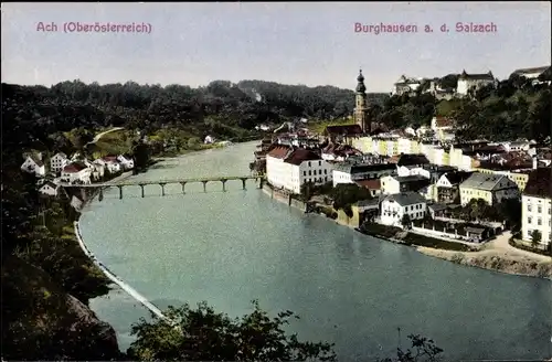 Ak Ach in Oberösterreich, Burghausen, Salzach