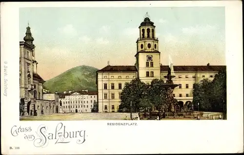 Litho Salzburg in Österreich, Residenzplatz