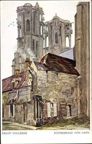 Künstler Ak Vollbehr, E., Laon Aisne, Kathedrale