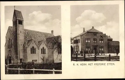 Ak Etten Gelderland, R. K. Kerk met Pastorie