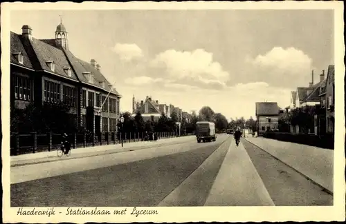 Ak Harderwijk Gelderland, Stationslaan, Lyceum