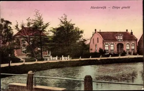 Ak Harderwijk Gelderland, Diepe gracht