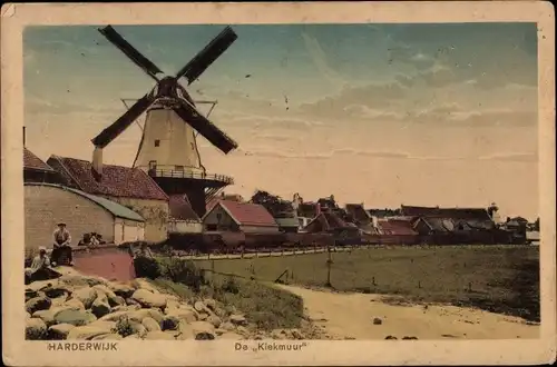 Ak Harderwijk Gelderland, de Klekmuur, Windmühle