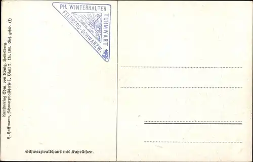 Künstler Ak Hoffmann, H., Schwarzwald, Schwarzwaldhaus mit Kapellchen