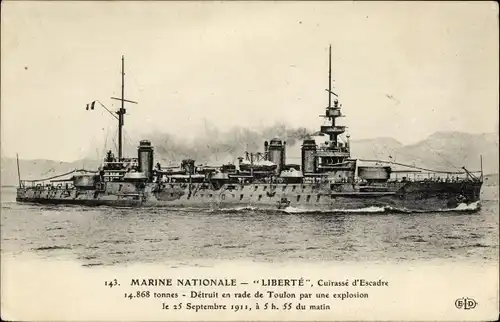 Ak Französisches Kriegsschiff Liberte, Französische Marine