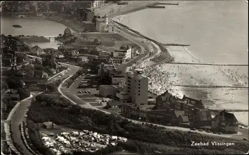 Ak Vlissingen Zeeland Niederlande, Panorama, Strandpartie