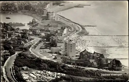 Ak Vlissingen Zeeland Niederlande, Panorama, Strandpartie