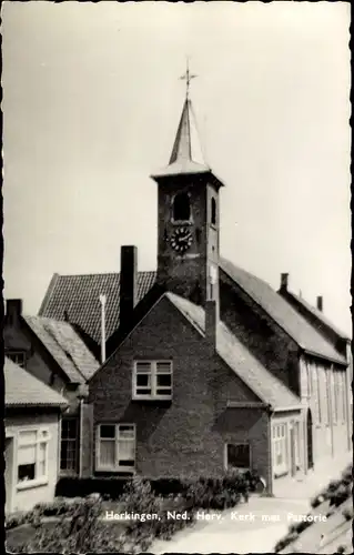 Ak Herkingen Goeree Overflakkee Südholland, Kirche mit Pfarrhaus