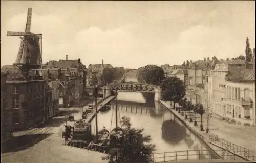 Ak Rotterdam Südholland Niederlande, Kanal, Windmühle