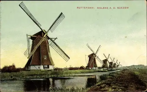 Ak Rotterdam Südholland Niederlande, Molen ad Boezem