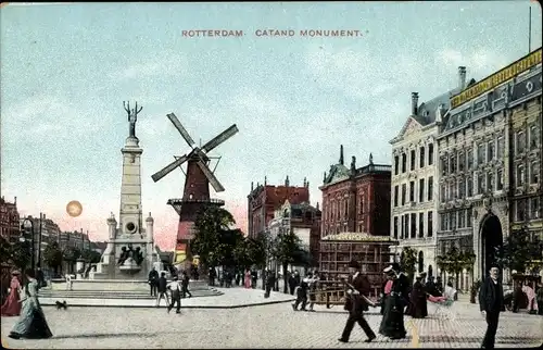 Ak Rotterdam Südholland Niederlande, Catand Denkmal, Windmühle