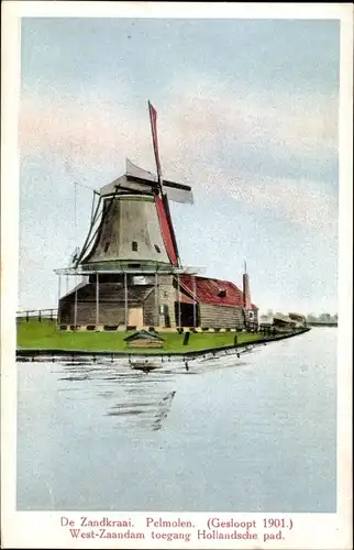 Ak Zaandam Zaanstad Nordholland, De Zandkraai, Pelmolen