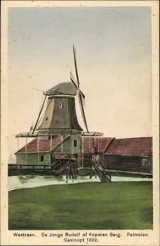 Ak Zaandam Zaanstad Nordholland, De Jonge Rudolf oder Koperen Berg, Pelmolen, abgerissen 1892