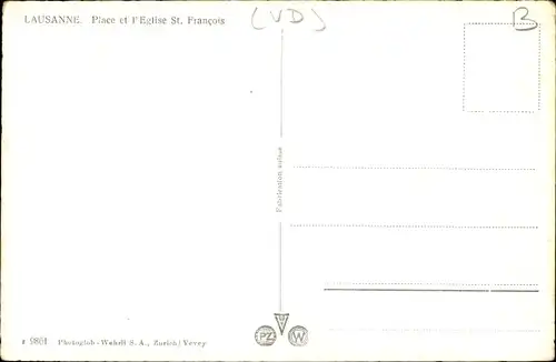Ak Lausanne Kanton Waadt, Place et l'Eglise St. Francois