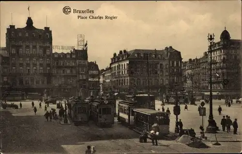 Ak Bruxelles Brüssel, Place Charles Rogier, Hotel du Louvre