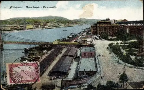 Ak Budapest Ungarn, Donaupartie, Brücke