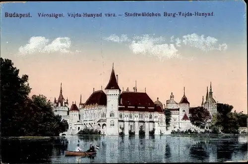 Ak Budapest Ungarn, Stadtwäldchen, Burg Vajdahunyad