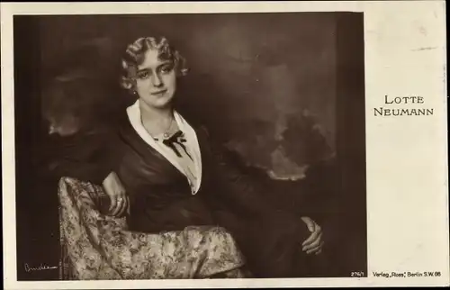 Ak Schauspielerin Lotte Neumann, Portrait, Ross Verlag 276/1