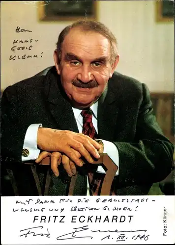Ak Schauspieler Fritz Eckhardt, Portrait, Autogramm