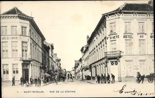 Ak Saint Nicolas Wallonie Lüttich, Rue de la Station, Hotel