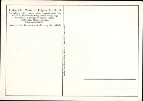 Ak Leipzig in Sachsen, Technische Messe, Halle 9, Verein Deutscher Werkzeugmaschinen Fabriken