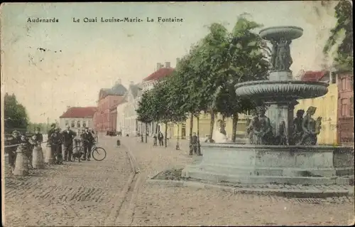 Ak Oudenaarde Oudenaarde Ostflandern, Le Quai Louise-Marie, La Fontaine