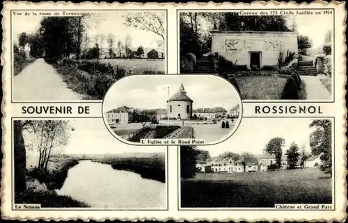 Ak Rossignol Wallonien Luxemburg, Kirche, Rond-Point, Chateau, Park, Semois, Caveau des 125 Civils