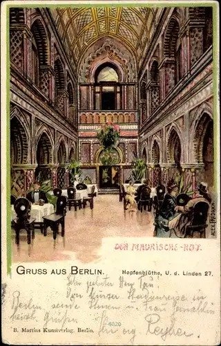 Künstler Litho Berlin Mitte, Hopfenblüthe, Unter den Linden 27, Der Maurische Hof