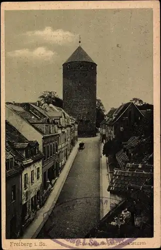 Ak Freiberg im Kreis Mittelsachsen, Donatsgasse mit Donatsturm