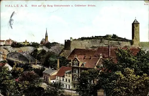 Ak Halle Saale, Burg Giebichenstein, Cröllwitzer Brücke