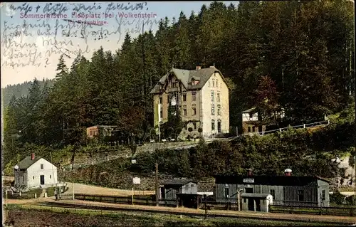 Ak Floßplatz Wolkenstein im Erzgebirge, Teilansicht