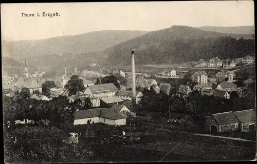 Ak Thum im Erzgebirge Sachsen, Totalansicht