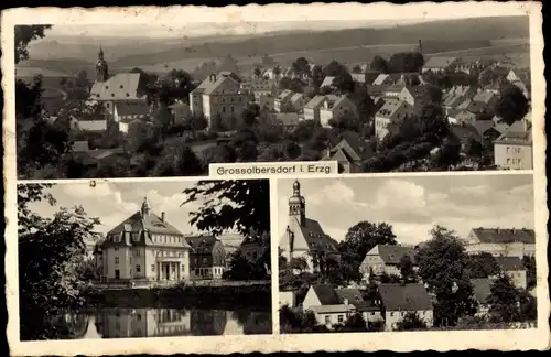 Ak Großolbersdorf im Erzgebirge, Totalansicht, Schloss, Kirche