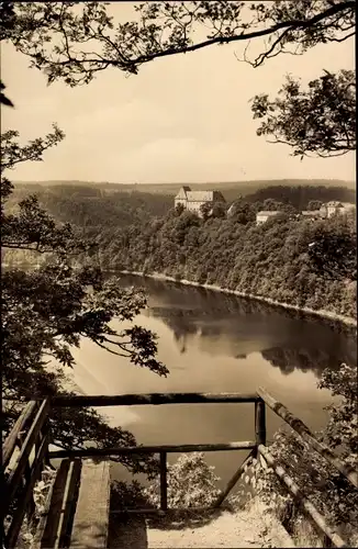 Ak Burgk Schleiz in Thüringen, Schloss Burgk an der Saale, Röhrensteig