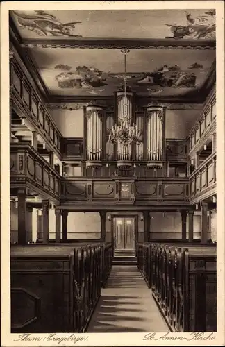 Ak Thum im Erzgebirge Sachsen, St. Annen Kirche, Orgel, Deckengemälde