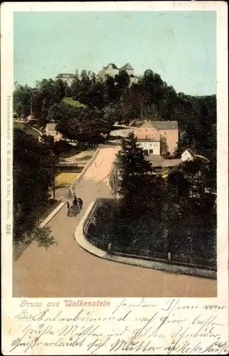 Ak Wolkenstein im Erzgebirge, Straßenpartie