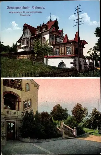 Ak Gelenau im Erzgebirge Sachsen, Genesungsheim, Allgemeine Ortskrankenkasse Chemnitz