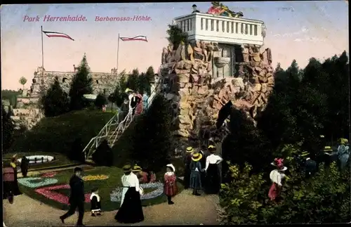 Ak Burgstädt in Sachsen, Park Herrenhaide, Besitzer Albert Hönemann, Barbarossa-Höhle
