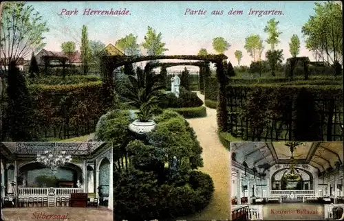 Ak Herrenhaide Burgstädt in Sachsen, Park Herrenhaide, Partie aus dem Irrgarten, Silbersaal