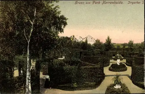 Ak Herrenhaide Burgstädt in Sachsen, Park, Irrgarten