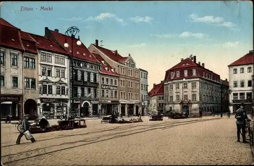 Ak Zittau in Sachsen, Markt, Passanten