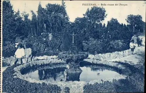 Ak Figueras Katalonien, schöne Ecke des Parks