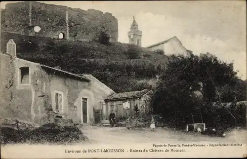 Postkarte Pont à Mousson Meurthe et Moselle, Ruinen des Château de Mousson