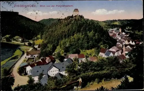 Ak Ziegenrück am Schiefergebirge Thüringen, Totalansicht, Pohlmannsbank