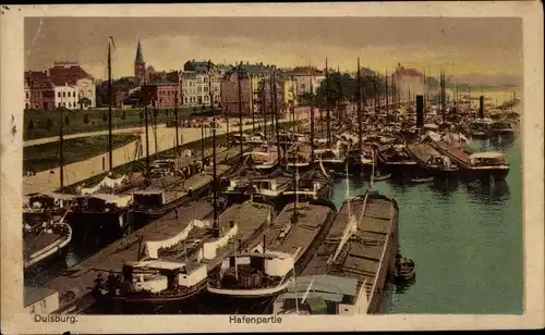Ak Duisburg im Ruhrgebiet, Hafenpartie, Schiffe