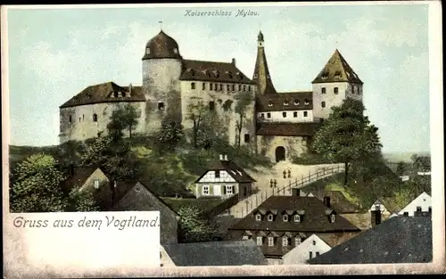 Ak Mylau Reichenbach im Vogtland, Kaiserschloss, Totalansicht