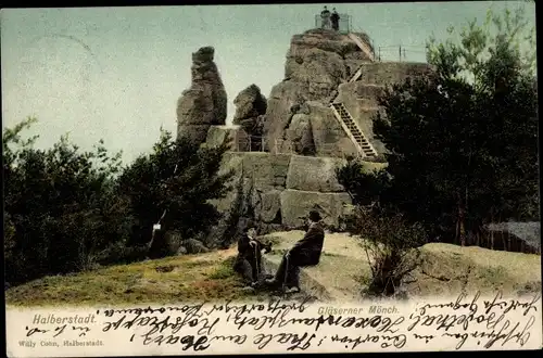 Ak Halberstadt am Harz, Gläserner Mönch, Fels