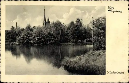 Ak Burg bei Magdeburg, Flickschupark, Panorama