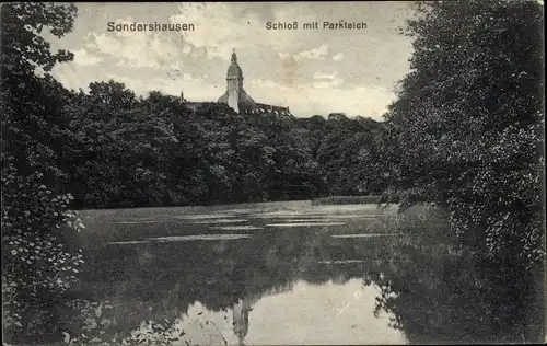 Ak Sondershausen im Kyffhäuserkreis Thüringen, Schloss, Parkteich